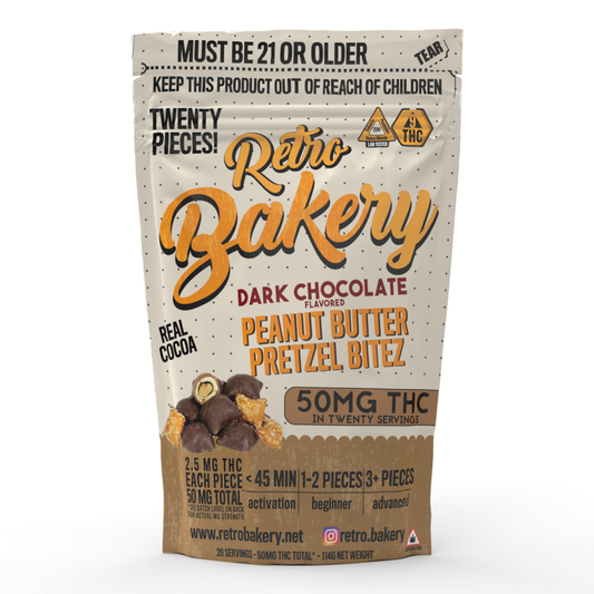 Dark Chocolate Peanut Butter Pretzel Bitez - 50mg THC